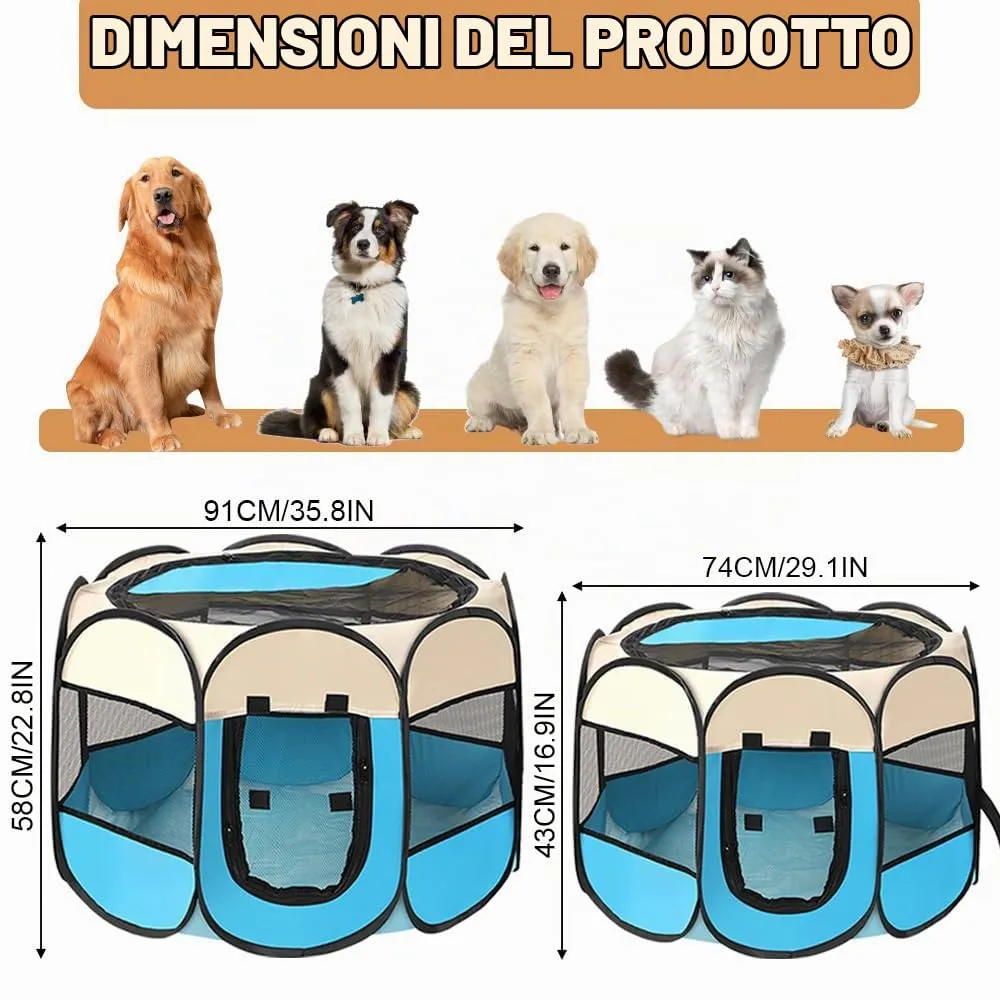 Lighterday Cucciolo Portatile che Corre,Box per Cane da Corsa Stabile Guscio Gatto Pieghevole,Cane Elastico in Tessuto Oxford Impermeabile,Cane Gabbia Per Gatto,Cane,Caneconiglio(Bianco Blu,L,8) - immagine 2