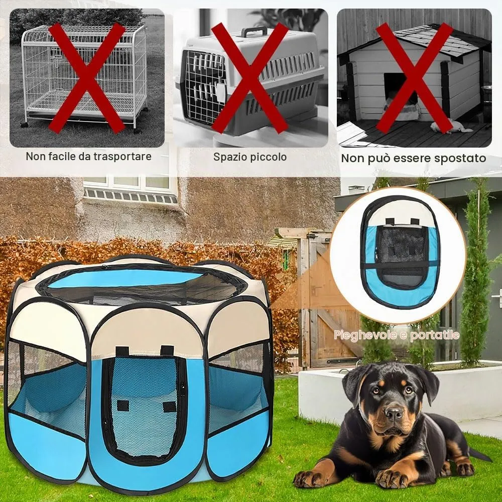 Lighterday Cucciolo Portatile che Corre,Box per Cane da Corsa Stabile Guscio Gatto Pieghevole,Cane Elastico in Tessuto Oxford Impermeabile,Cane Gabbia Per Gatto,Cane,Caneconiglio(Bianco Blu,L,8) - immagine 6