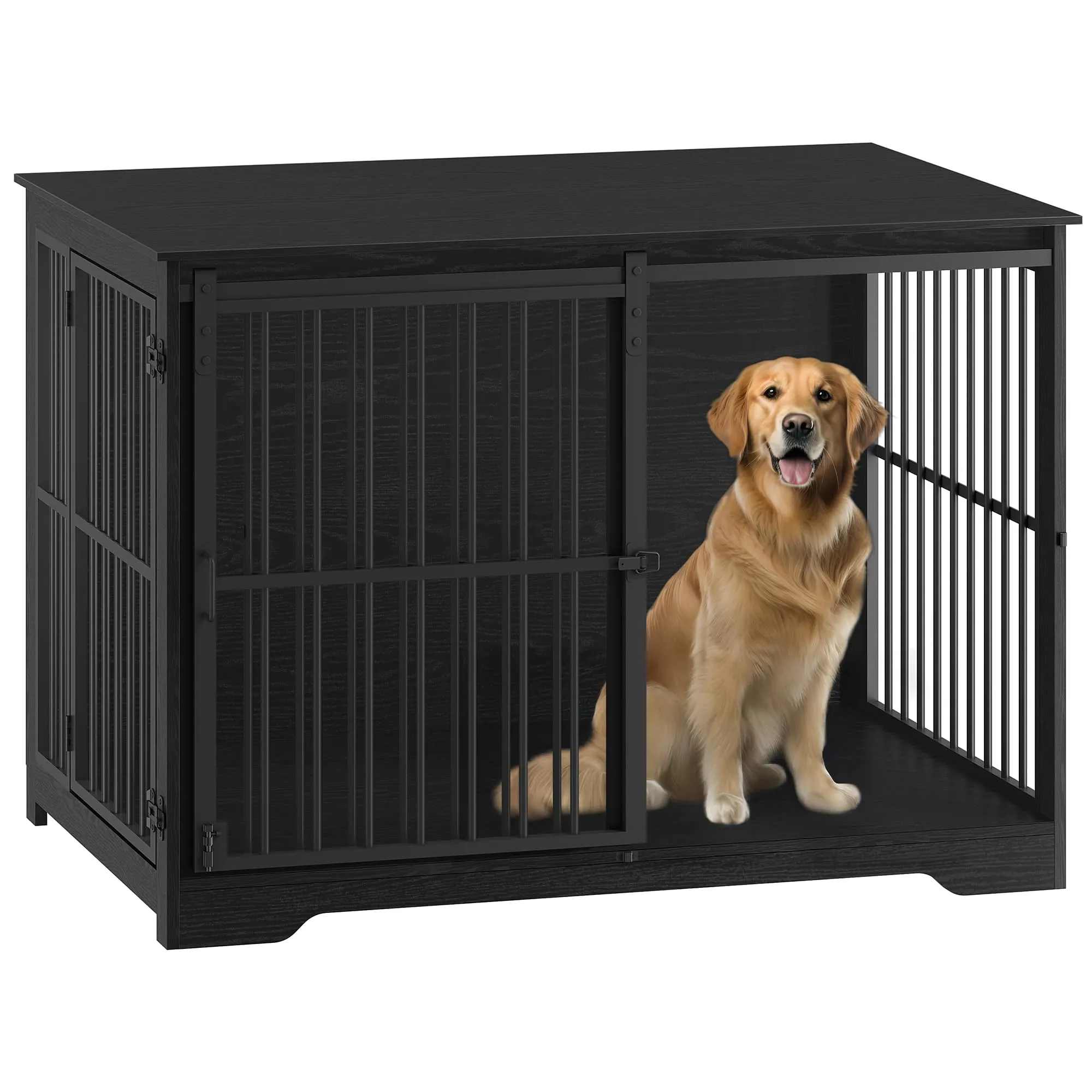 Hzuaneri 110cm Gabbia per Cani, Nero Tavolo Supplemento - immagine 1