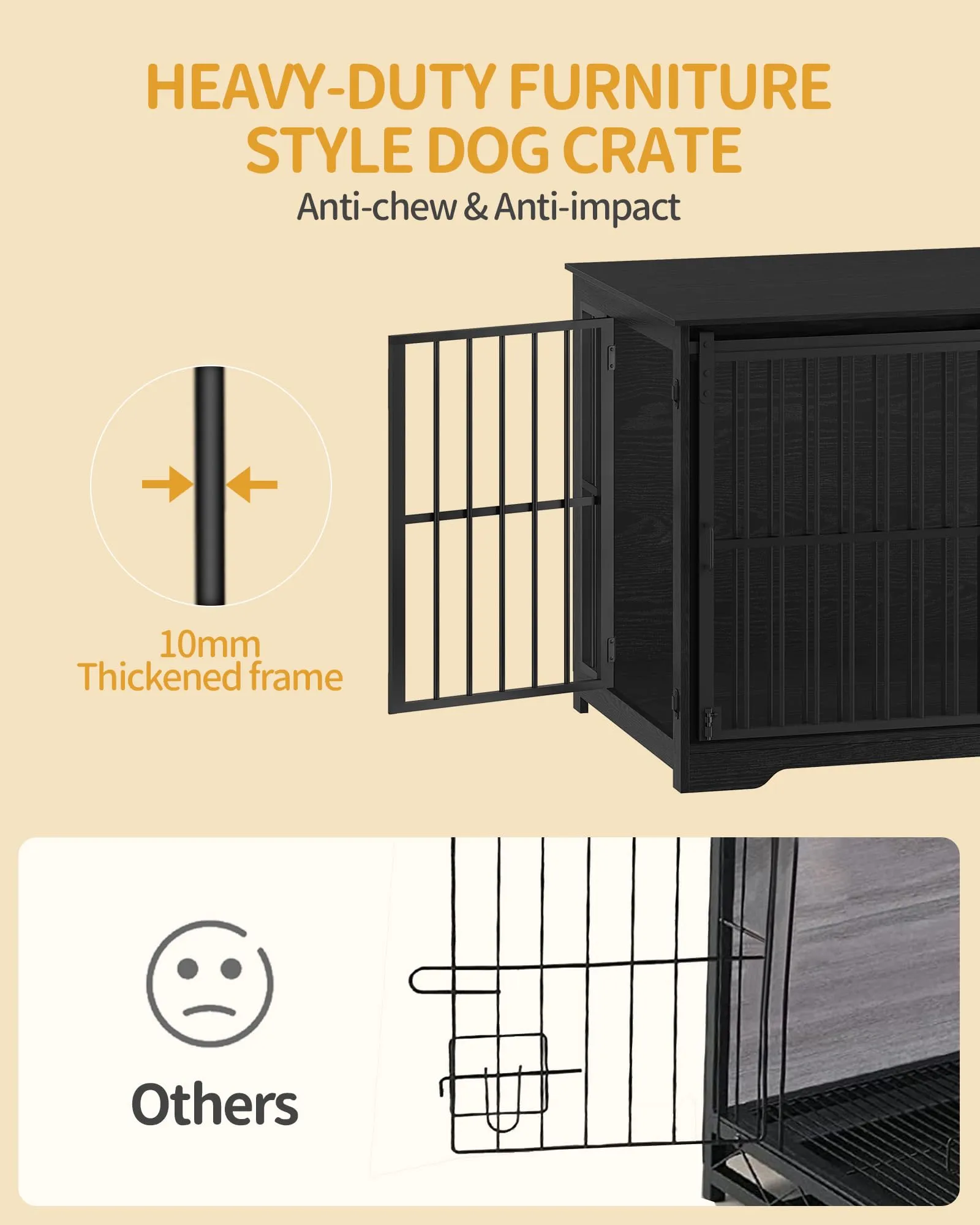 Hzuaneri 110cm Gabbia per Cani, Nero Tavolo Supplemento - immagine 4