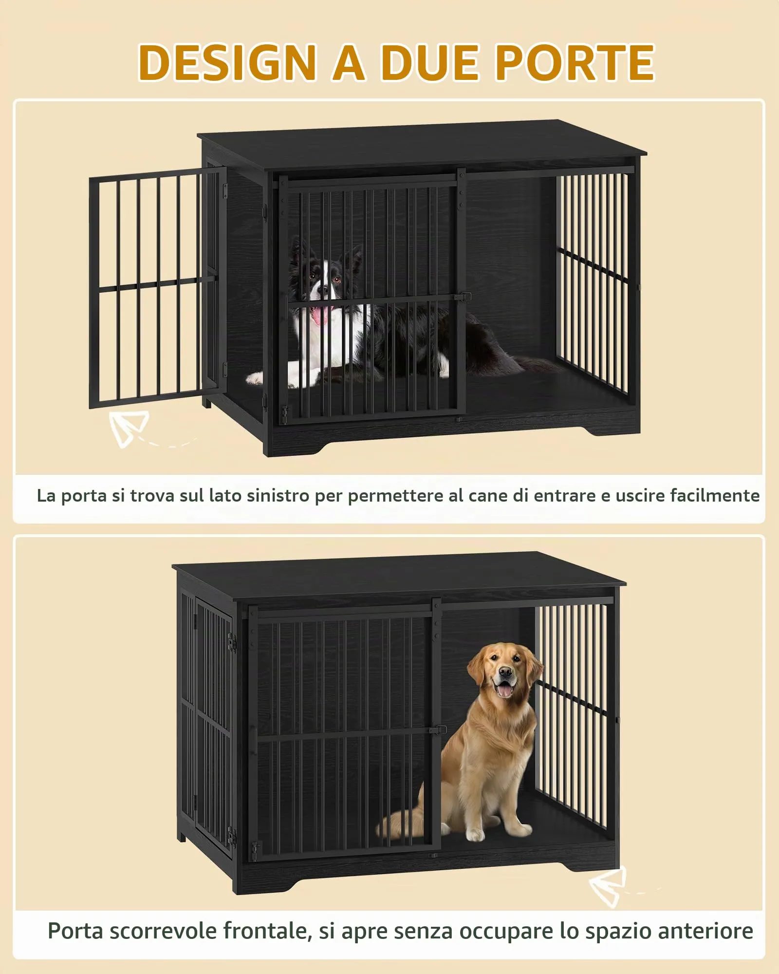 Hzuaneri 110cm Gabbia per Cani, Nero Tavolo Supplemento - immagine 5