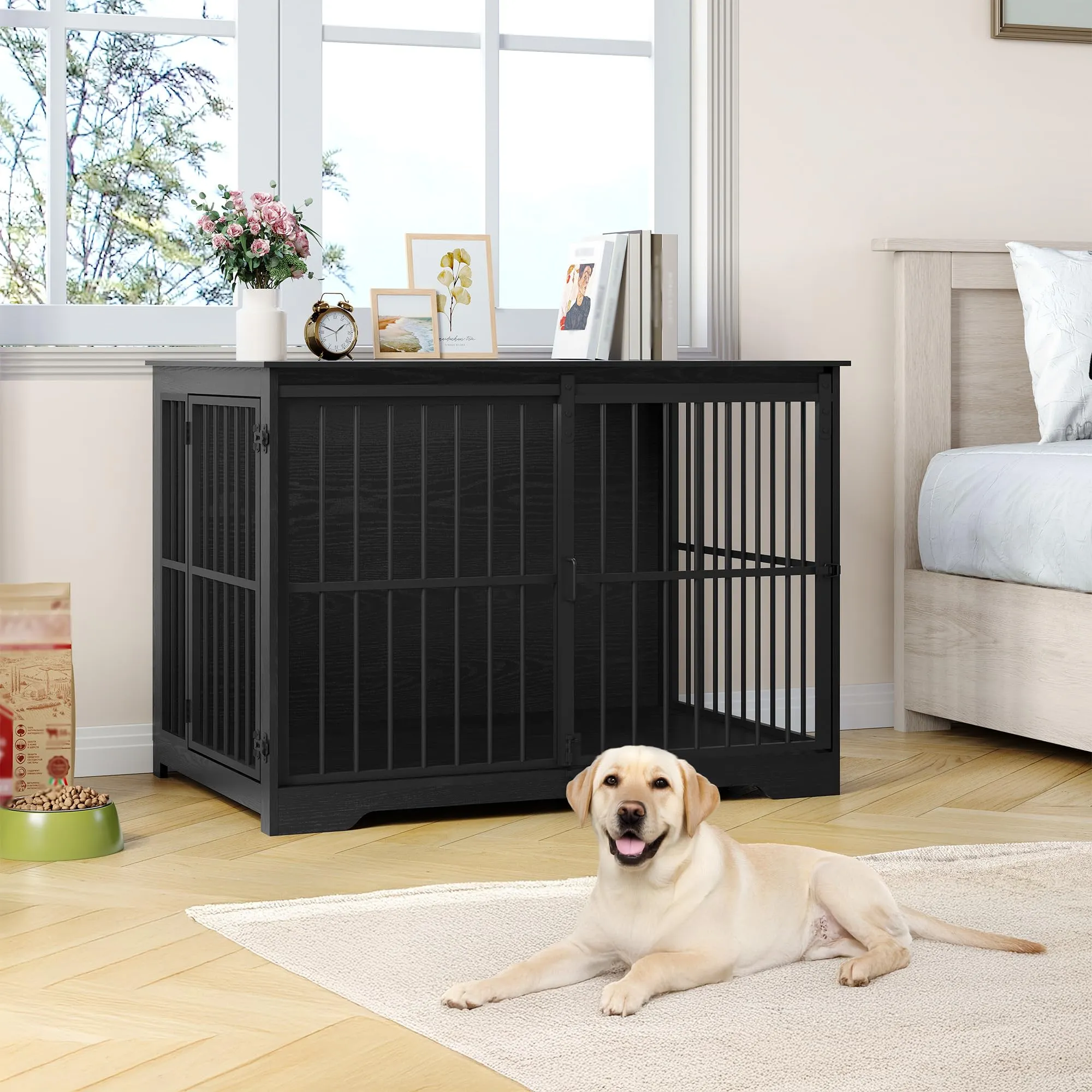 Hzuaneri 110cm Gabbia per Cani, Nero Tavolo Supplemento - immagine 8