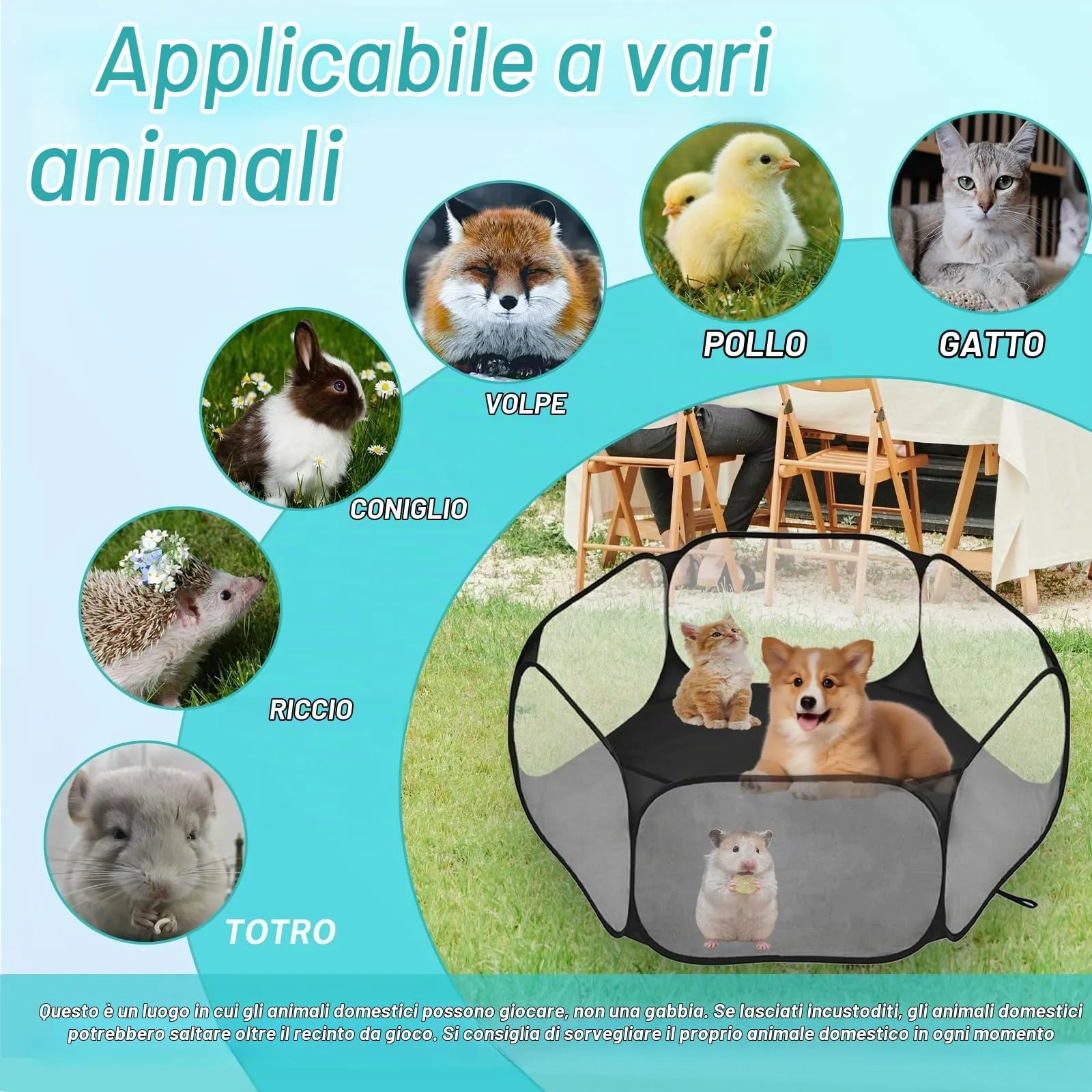 Box Gatto, QIANAI Recinto Cuccioli Gatto, Box per Piccoli Animali, Tenda per Gatti Cani Cuccioli, Box Gatti per Interno(Grigio) - immagine 3
