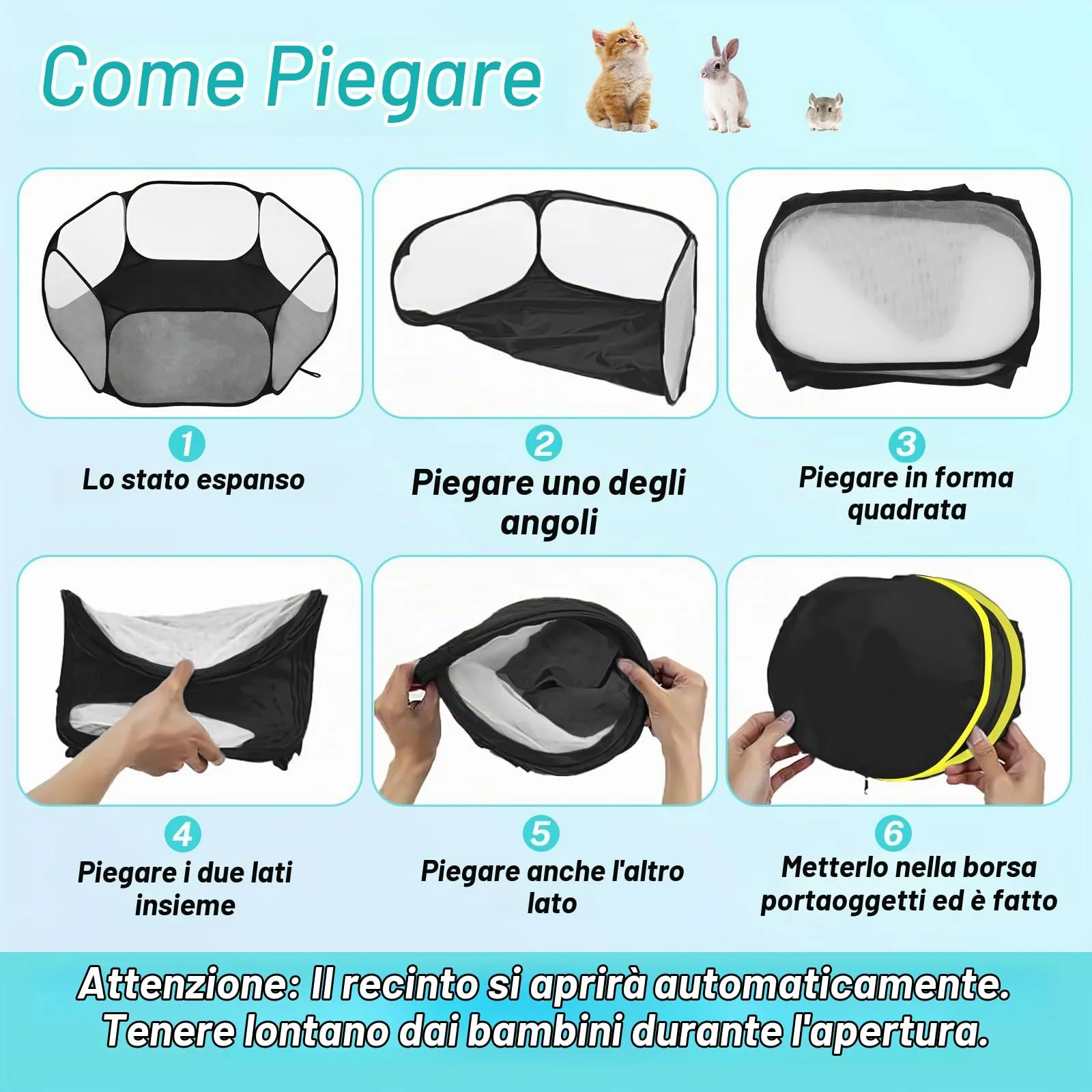 Box Gatto, QIANAI Recinto Cuccioli Gatto, Box per Piccoli Animali, Tenda per Gatti Cani Cuccioli, Box Gatti per Interno(Grigio) - immagine 4