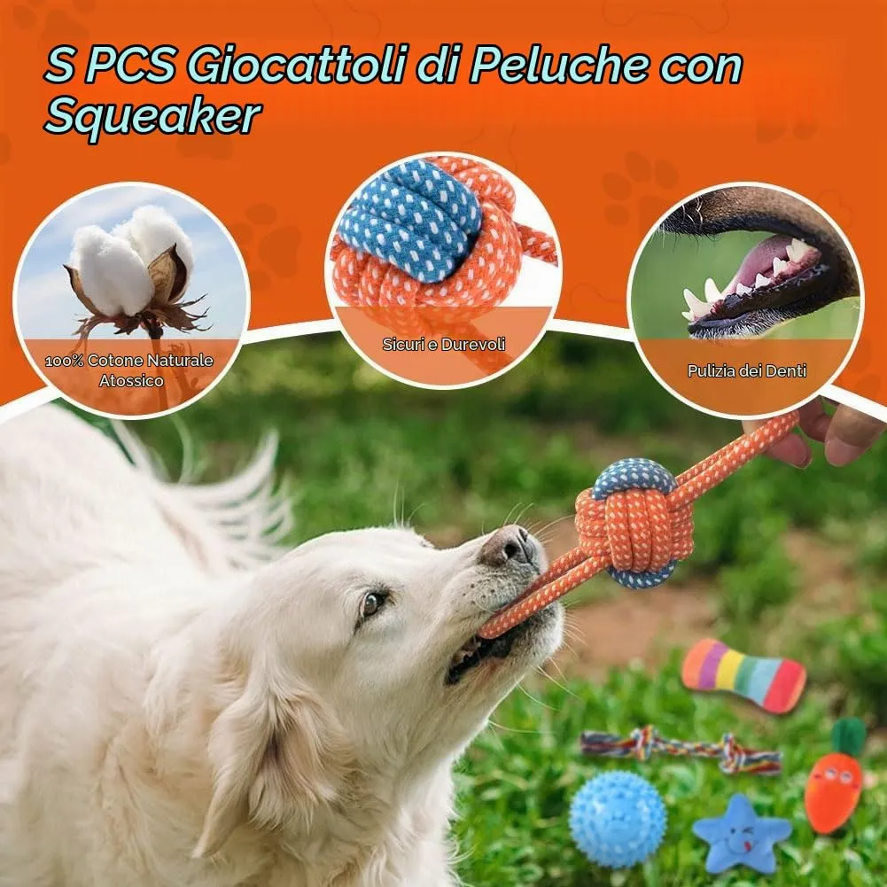 AMFUN Giochi per Cani, Set di 11 Giocattoli da Masticare per Cuccioli, Confezione Giocattoli di Lusso per Dentizione di Cani di Piccola, Cotone Naturale e Non Tossico - immagine 5
