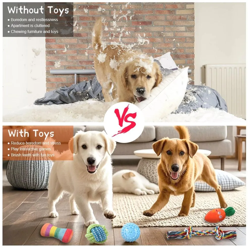 AMFUN Giochi per Cani, Set di 11 Giocattoli da Masticare per Cuccioli, Confezione Giocattoli di Lusso per Dentizione di Cani di Piccola, Cotone Naturale e Non Tossico - immagine 6