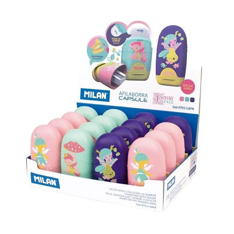 Espositore Milan Fairy Tale 16 Gomme e Temperino - immagine 1