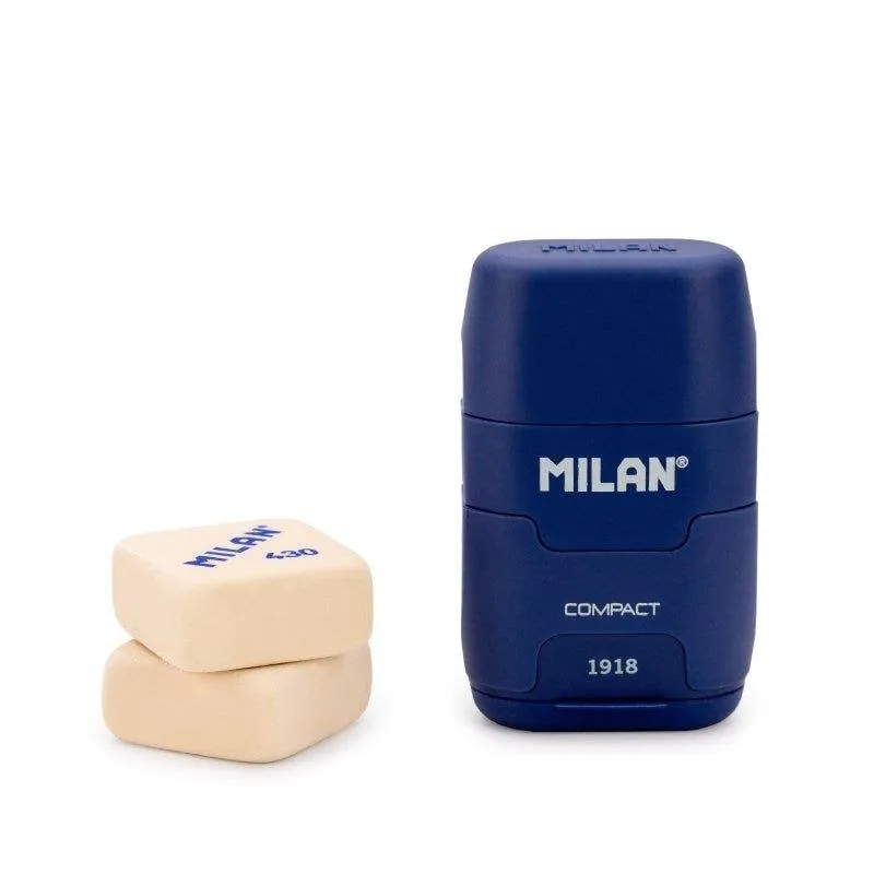 Affilamatite Milan 1918 Compact con 2 Gomme di Ricambio Blu - immagine 1