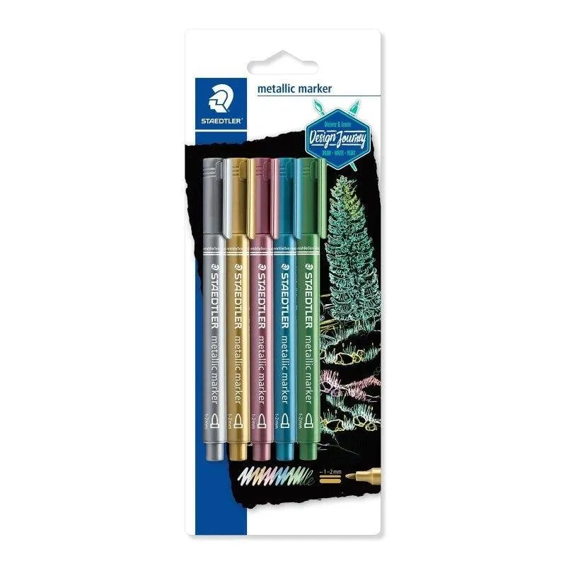 Staedtler Design Journey - Blister con 5 Pennarelli Metallici a Punta Fine - immagine 1
