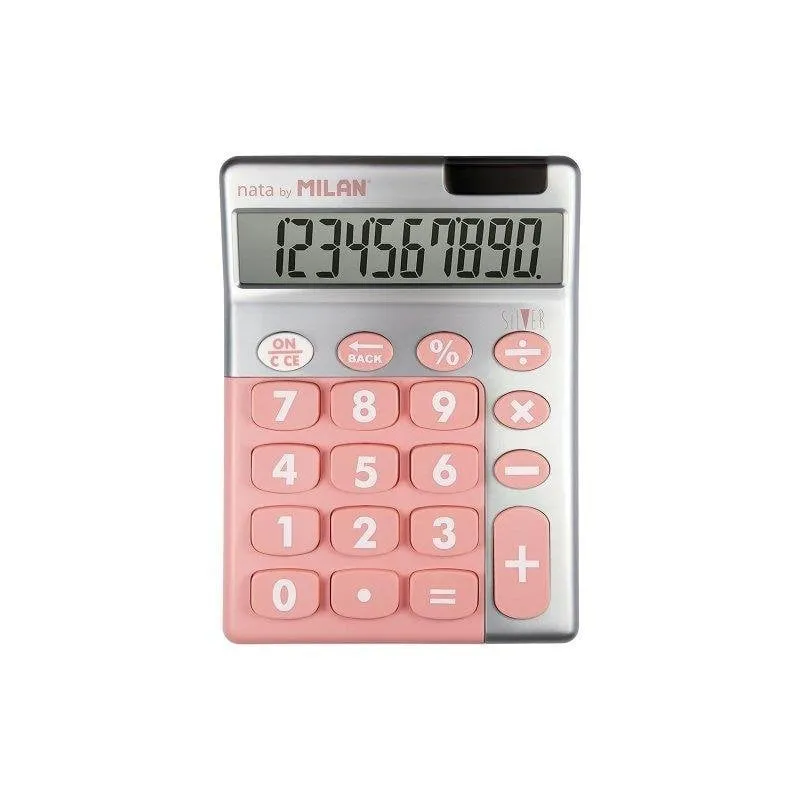 Calcolatrice da scrivania Milan Silver 10 cifre tasti grandi rosa - immagine 1