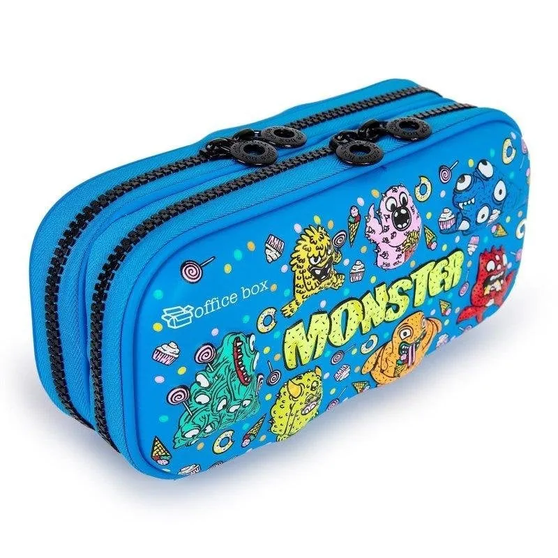 Astuccio Scolastico Doppio 3D Magic Monsters Blu - immagine 1