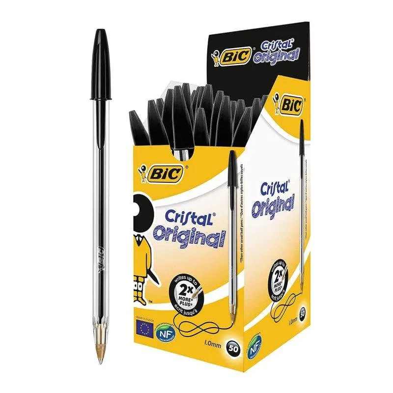 Bic Cristal Original Penna Tinta Olio Nera Scatola 50 - immagine 1