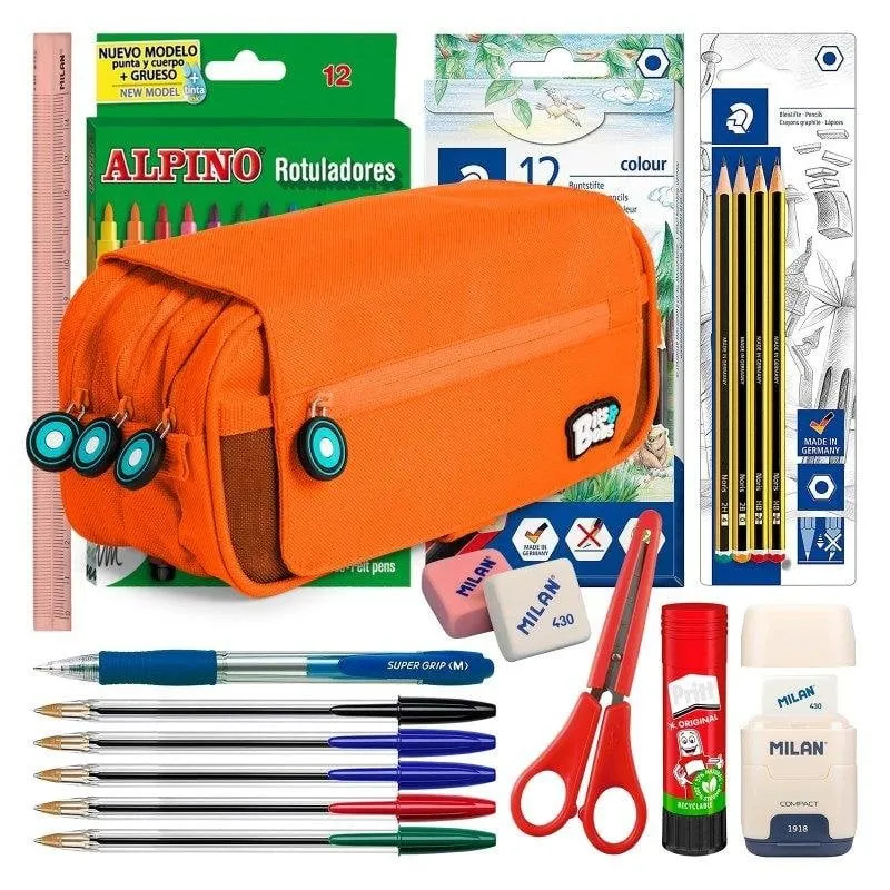 Tracolla Triple Grafoplás Bitsbobs con Materiale Scolastico Incluso Arancione - immagine 1