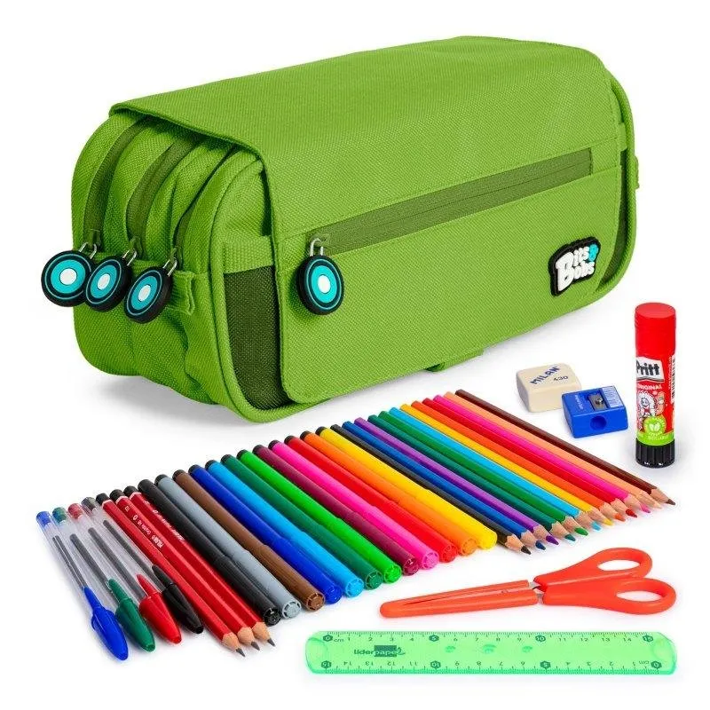 Borsa Triple Grafoplás Ecobb con Materiale Scolastico Incluso Verde - immagine 1