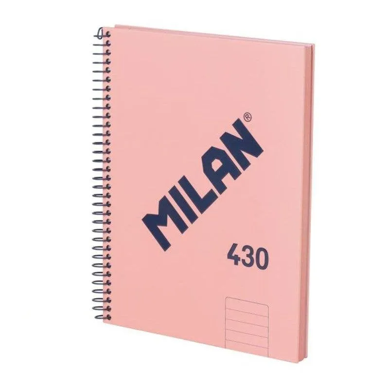 Quaderno Milan 430 A5 Spirale Copertina Rigida Carta Righellata 80 Fogli 95gr Rosa - immagine 1