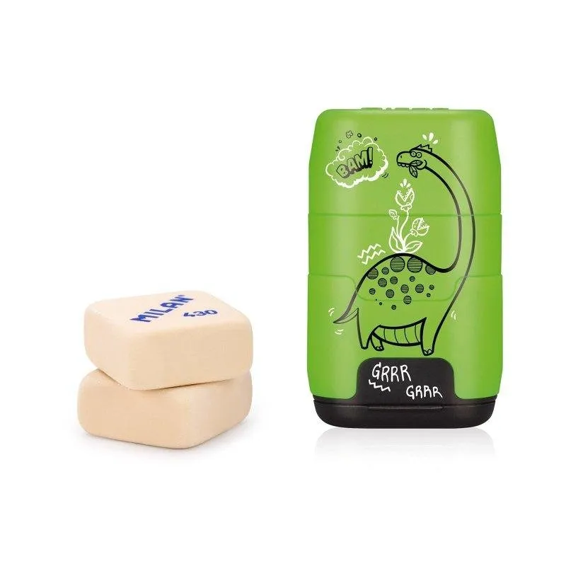 Apuntatore Compattissimo Milan Million Years Ago con 2 Gomme di Ricambio Verde - immagine 1