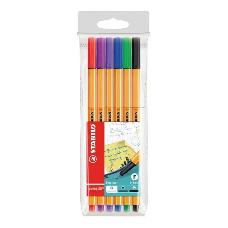 Stabilo - Astuccio con 6 pennarelli a punta fine Point 88, colori misti - immagine 1