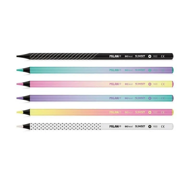 Matite Colorate Rotonde Milan Sunset - Scatola da 6 - Mine Spesse - Legno Sostenibile - immagine 1