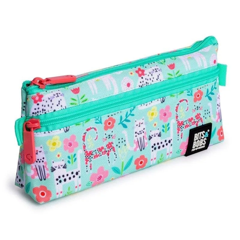 Grafoplás - Estuche Portatodo Plano Con 2 Cremalleras De Fácil Apertura. Cats - immagine 1