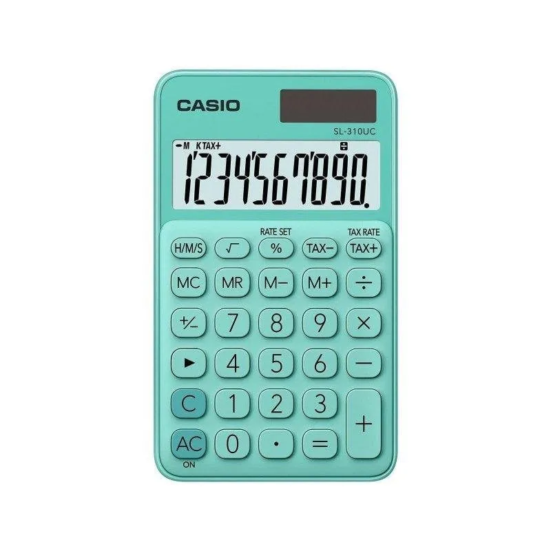 Calcolatrice tascabile Casio SL-310UC-GN 10 cifre solare e batteria verde - immagine 1