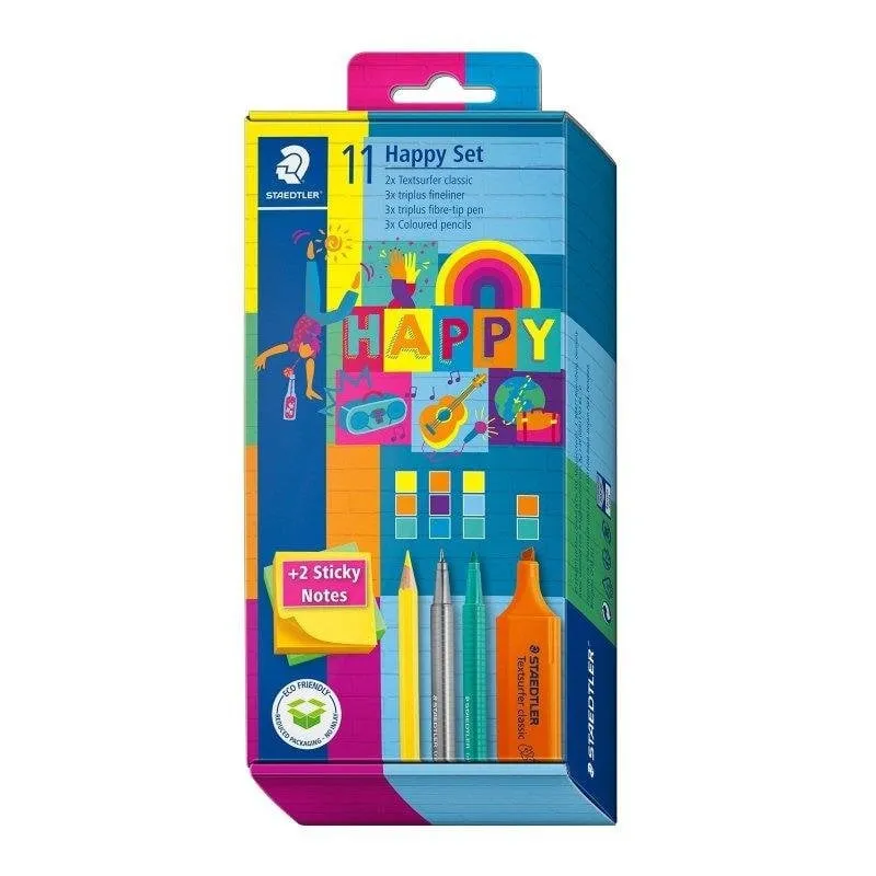 Set Mixto Staedtler Happy 11 Pezzi per Scrittura e Disegno Creativo - immagine 1