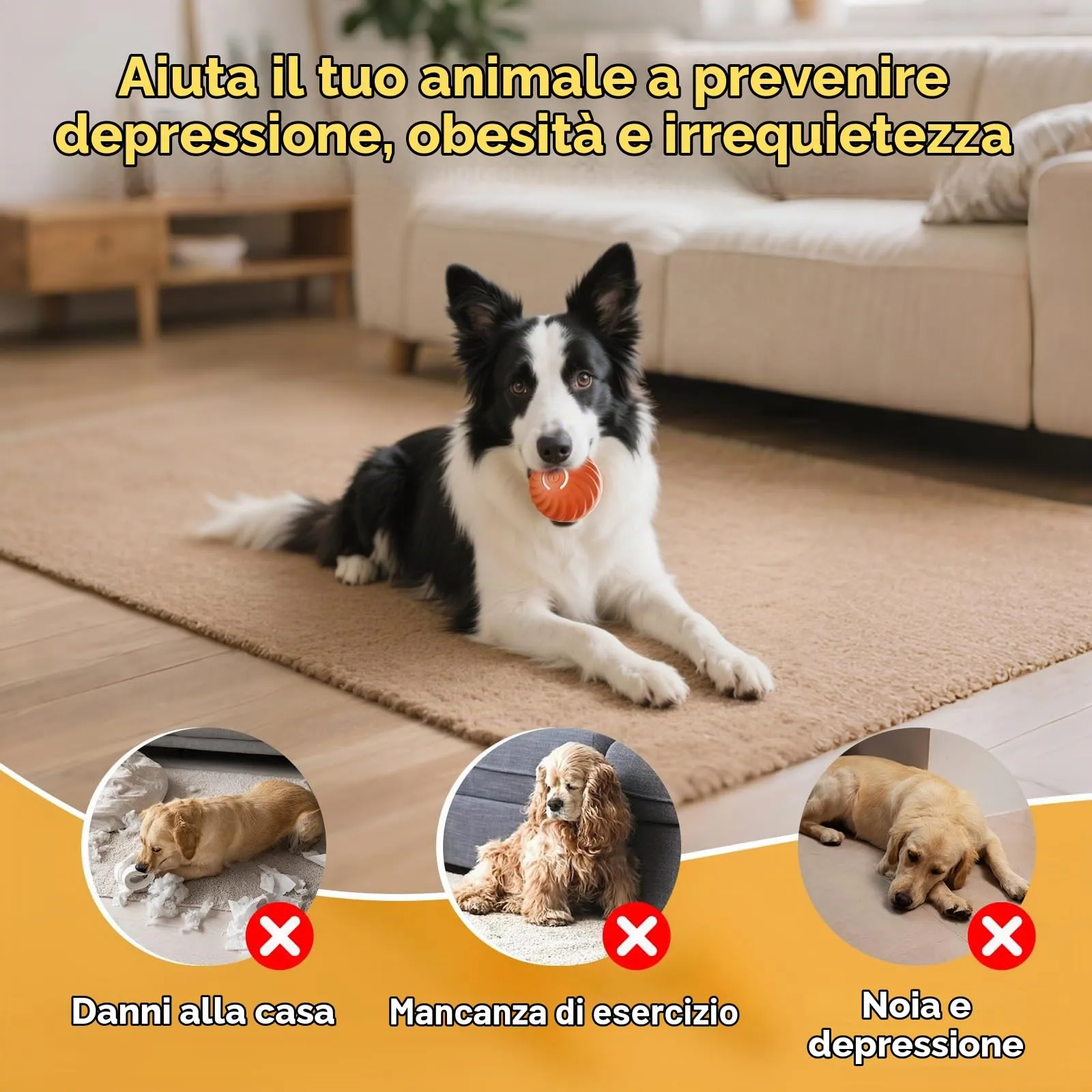 Gerbala Palla Per Cani Interattiva, Giocattolo Automatico Per Cani, Ricaricabile Tramite Usb, Giocattoli Per Cani Di Taglia Grande e Media (B) - immagine 6