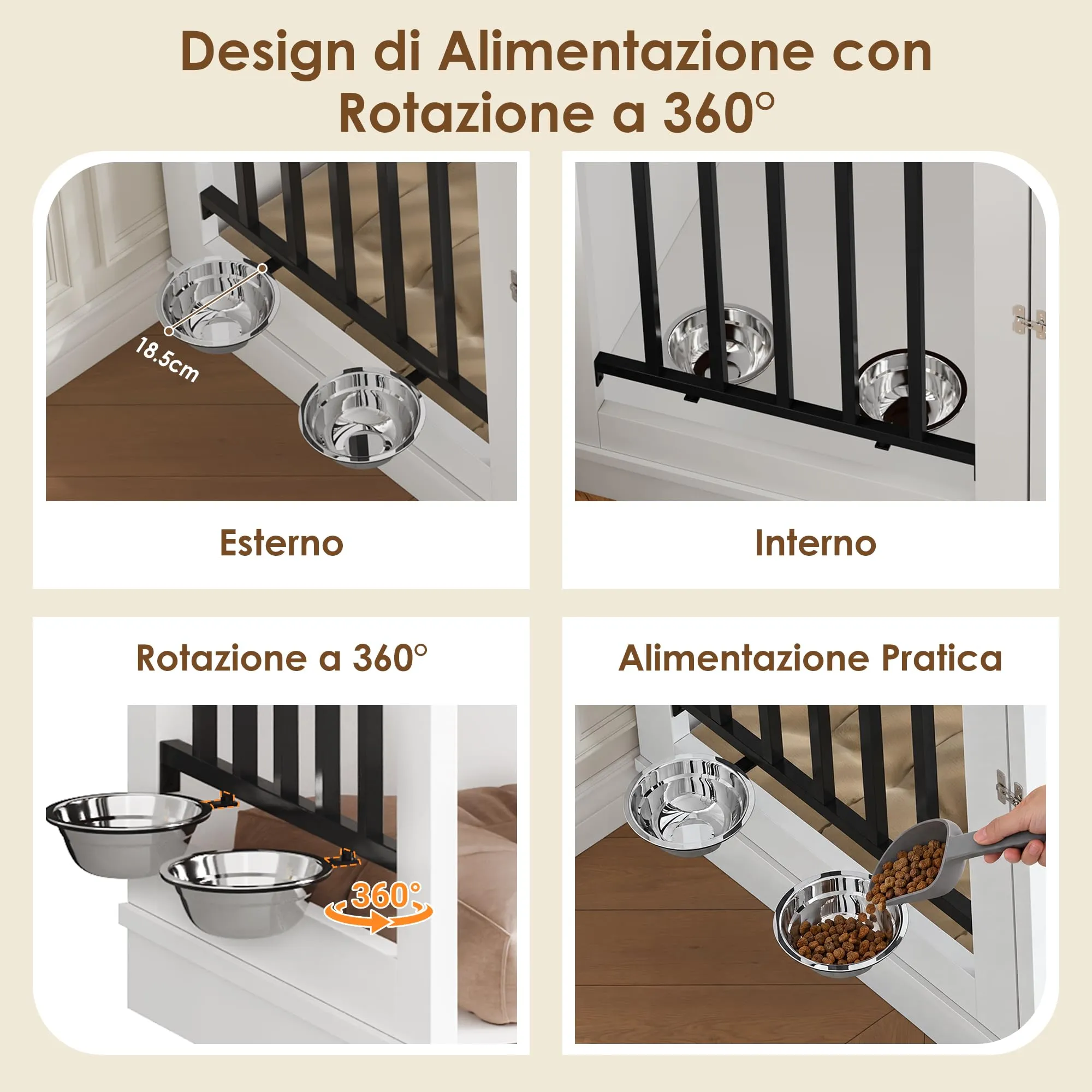 FirFurd 120 cm Gabbia per Cane,Kennel Cane Grande Porta Scorrevole Bianco - immagine 5