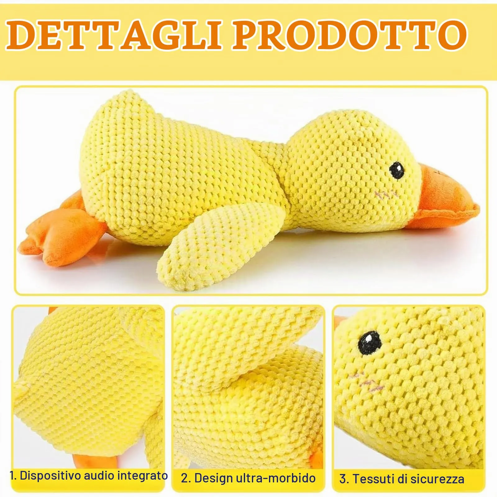 UZYXC Giocattolo Anti-Stress per Cani Anatra e Dog Toys: Peluche Giallo Squittente Indistruttibile per Cuccioli con Effetto Scricchiolio - immagine 3