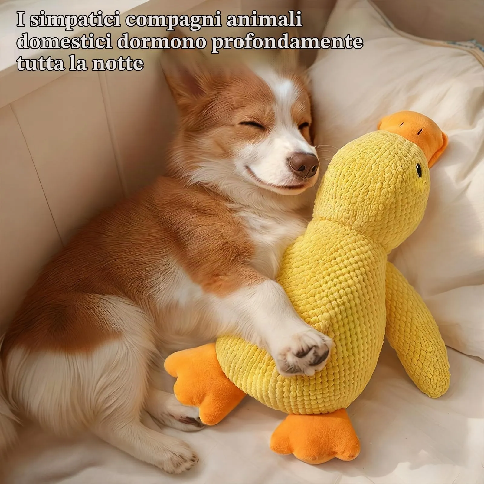 UZYXC Giocattolo Anti-Stress per Cani Anatra e Dog Toys: Peluche Giallo Squittente Indistruttibile per Cuccioli con Effetto Scricchiolio - immagine 5
