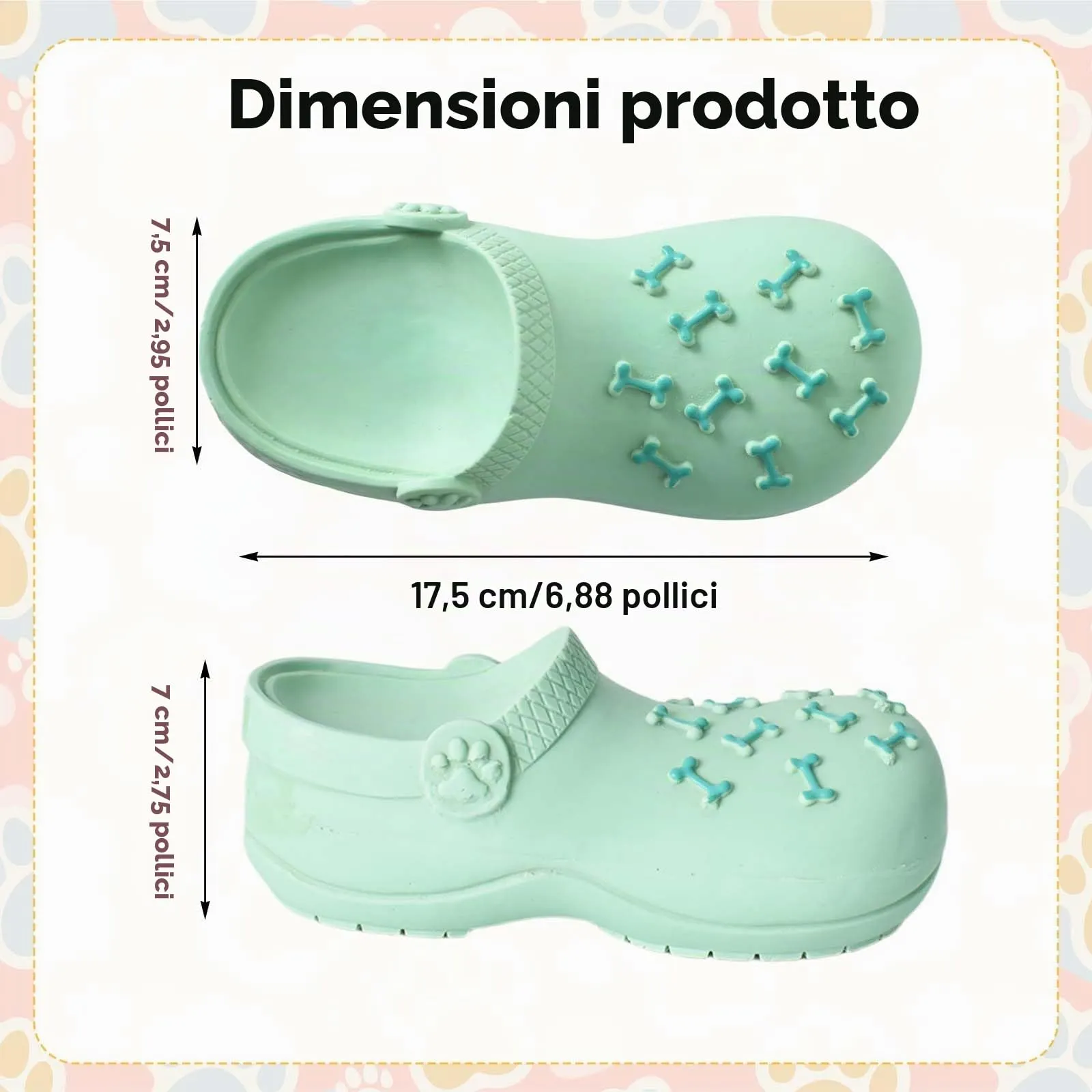 DEARBAG Giocattoli da Masticare per Cani a Forma di Pantofola, Gomma Naturale Resistente, Squeak Interattivi Gioco per Cane per Piccola, Media, Grande Taglia Masticatori Aggressivi (Verde) - immagine 3