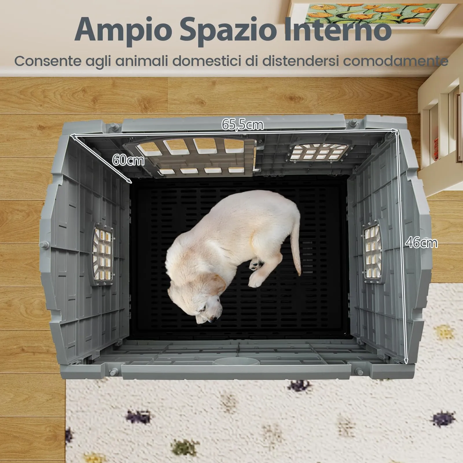 COSTWAY Cuccia per Cani Impermeabile con Vassoio Toilette, Grigio - immagine 9