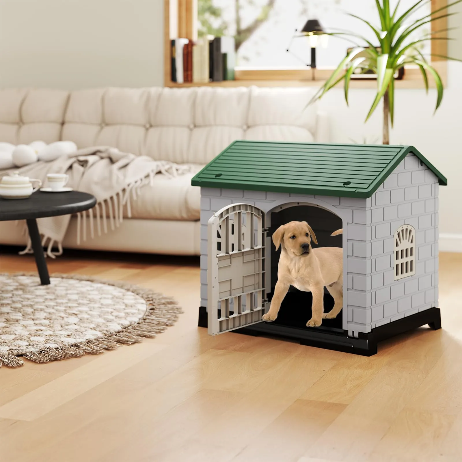 COSTWAY Cuccia per Cani di Piccoli e Gatti da Esterno ed Interno, Verde - immagine 2