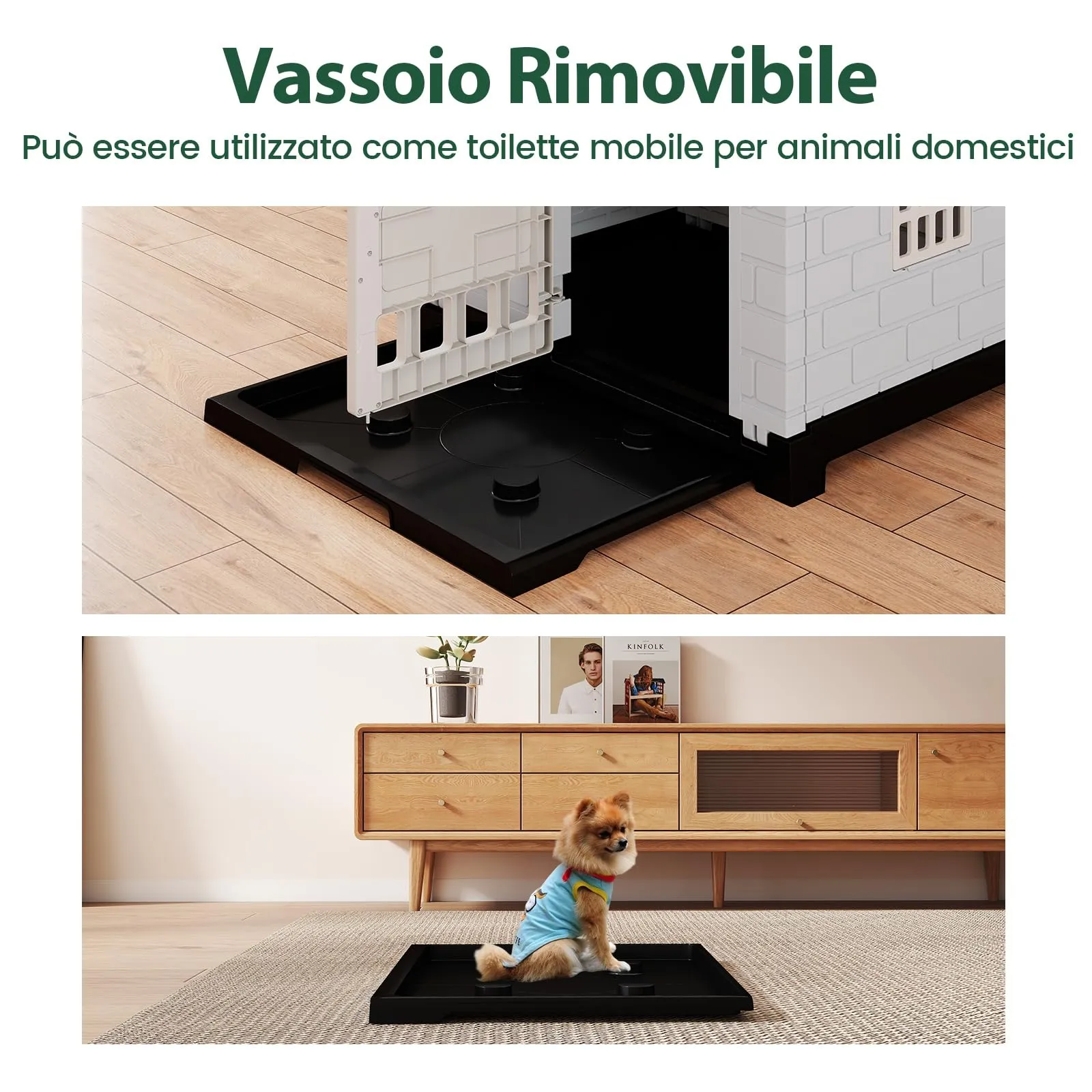 COSTWAY Cuccia per Cani di Piccoli e Gatti da Esterno ed Interno, Verde - immagine 5