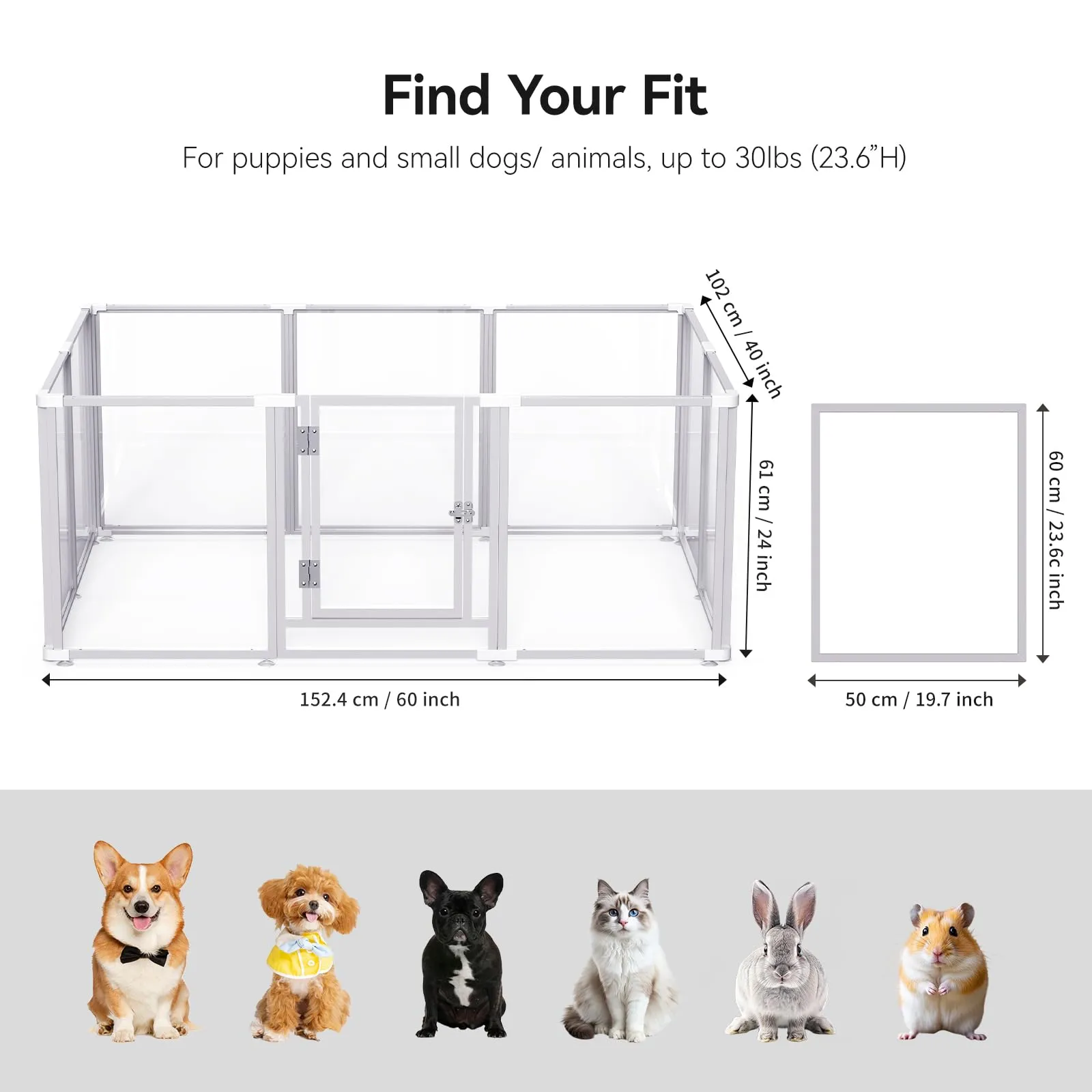 Homelio Recinto per Cani da Interno 10 Pannelli, Box per cani H:60cm, Materiale Acrilico Visibilità ad alta definizione a 360°, Telaio in metallo ultraresistente,Espandibile,Per Cuccioli,Gatti,Bianco - immagine 4