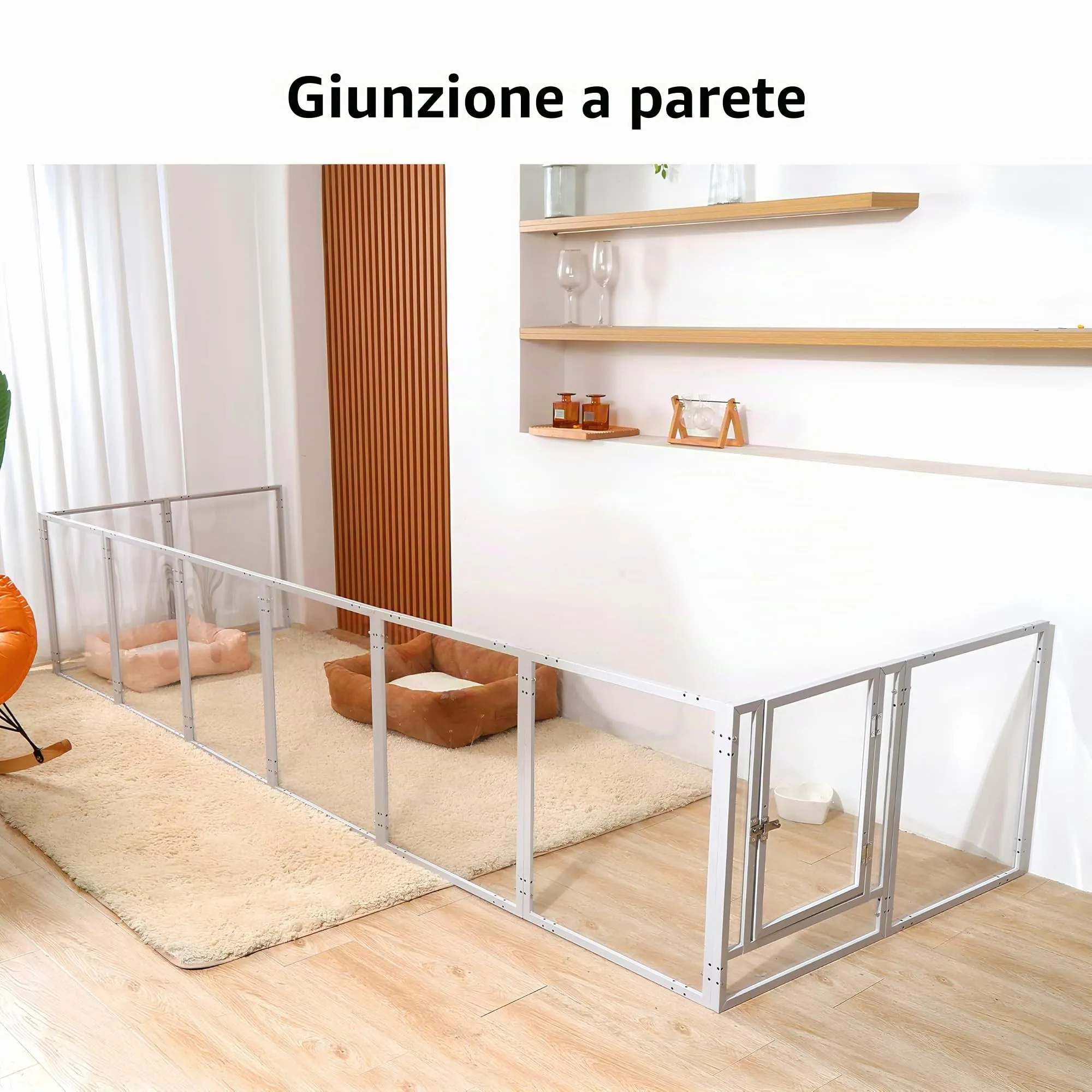 Homelio Recinto per Cani da Interno 8 Pannelli, Box per cani H:60cm, Materiale Acrilico Visibilità ad alta definizione a 360°, Telaio in metallo ultraresistente, Espandibile,Per Cuccioli,Gatti,Bianco - immagine 7