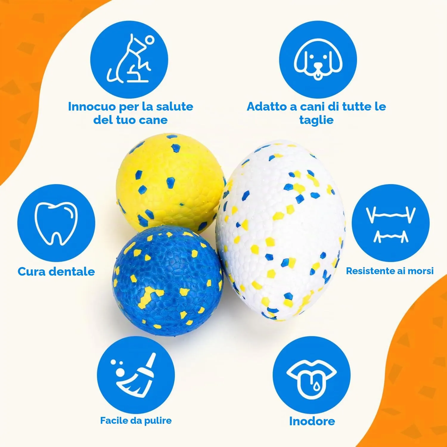 Nobleza Palla per Cani Indistruttibili, 3 Pezzi Alto Rimbalzo Palline Cane, Giochi per Cani di Piccola Media Grande Taglia (2 Palline, 1 Rugby) - immagine 5