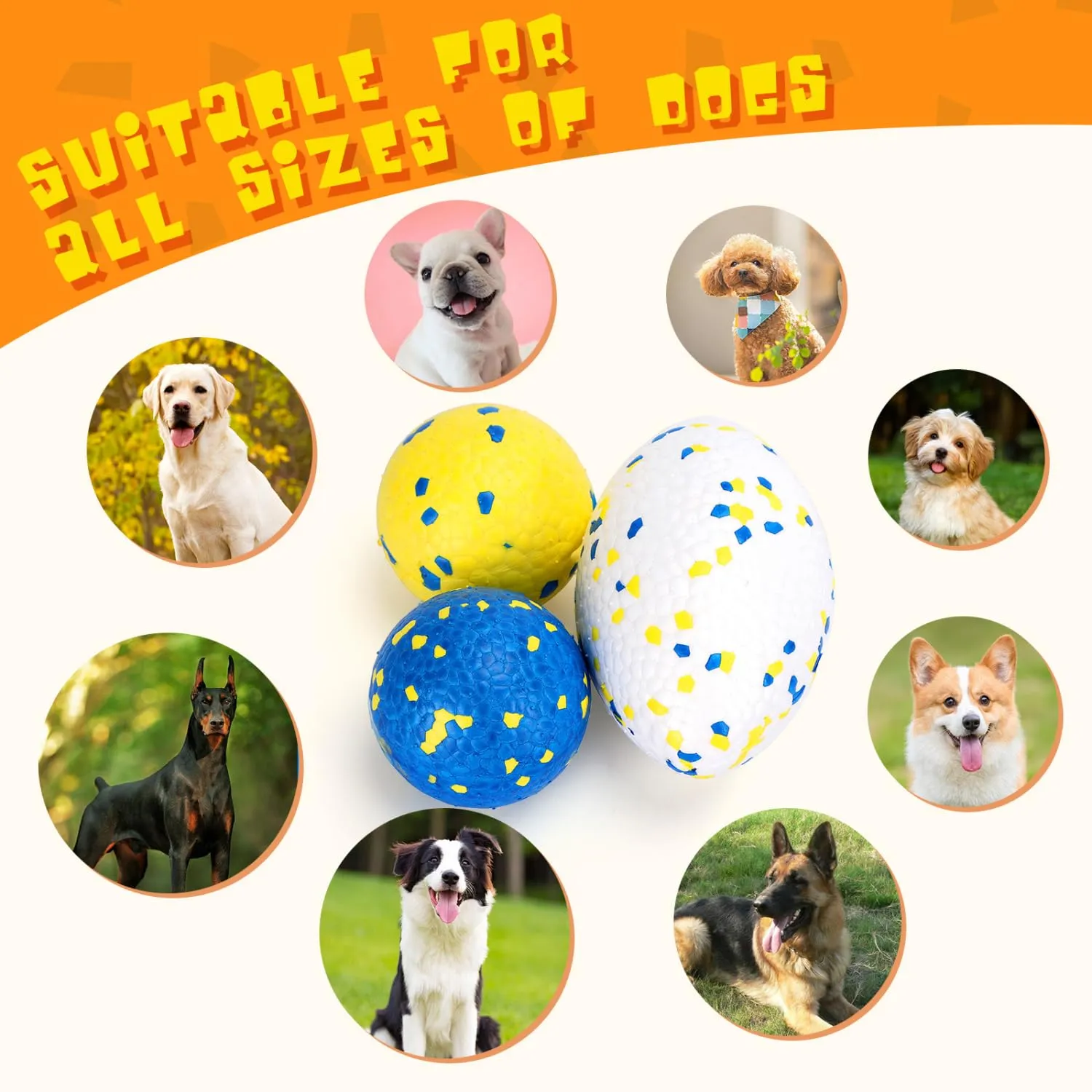 Nobleza Palla per Cani Indistruttibili, 3 Pezzi Alto Rimbalzo Palline Cane, Giochi per Cani di Piccola Media Grande Taglia (2 Palline, 1 Rugby) - immagine 6