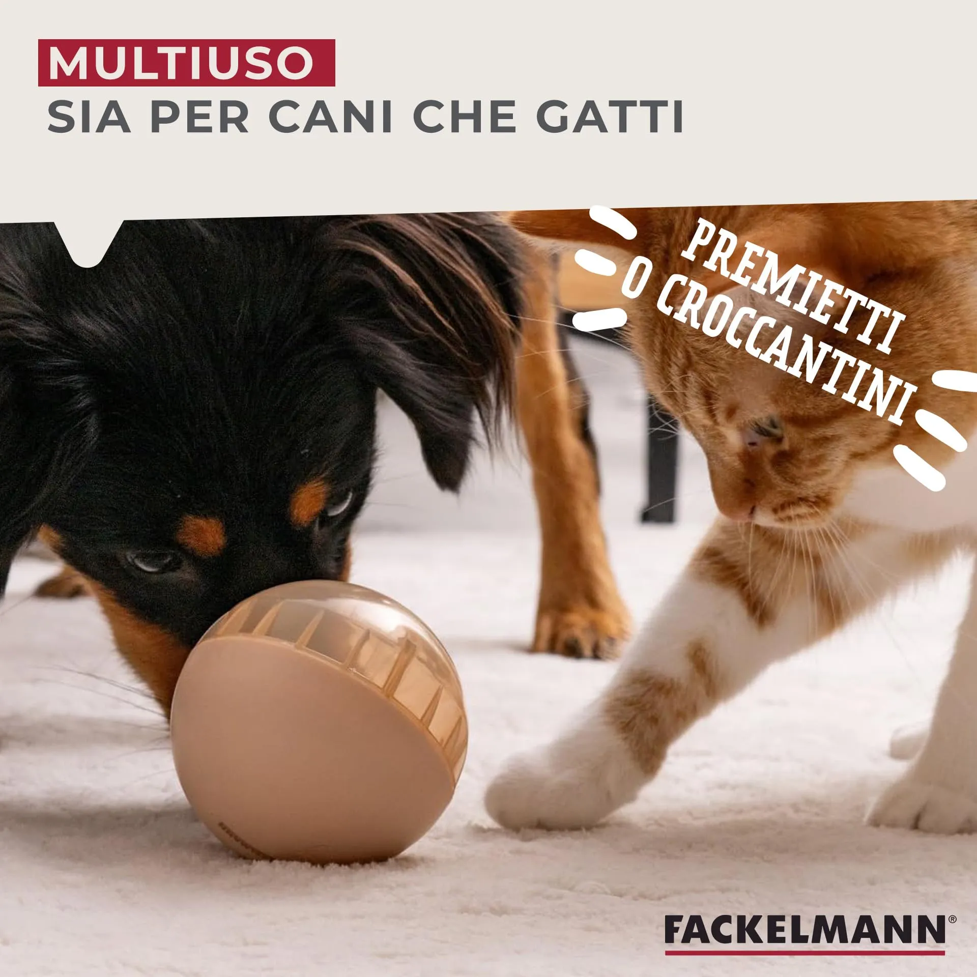 Fackelmann Snack-Ball per cani in PP riutilizzabile, gioco interattivo rilascia snack, stimola la mente e la destrezza, perfetta per animali di tutte le taglie, ideale per gioco attivo, addestramento - immagine 5