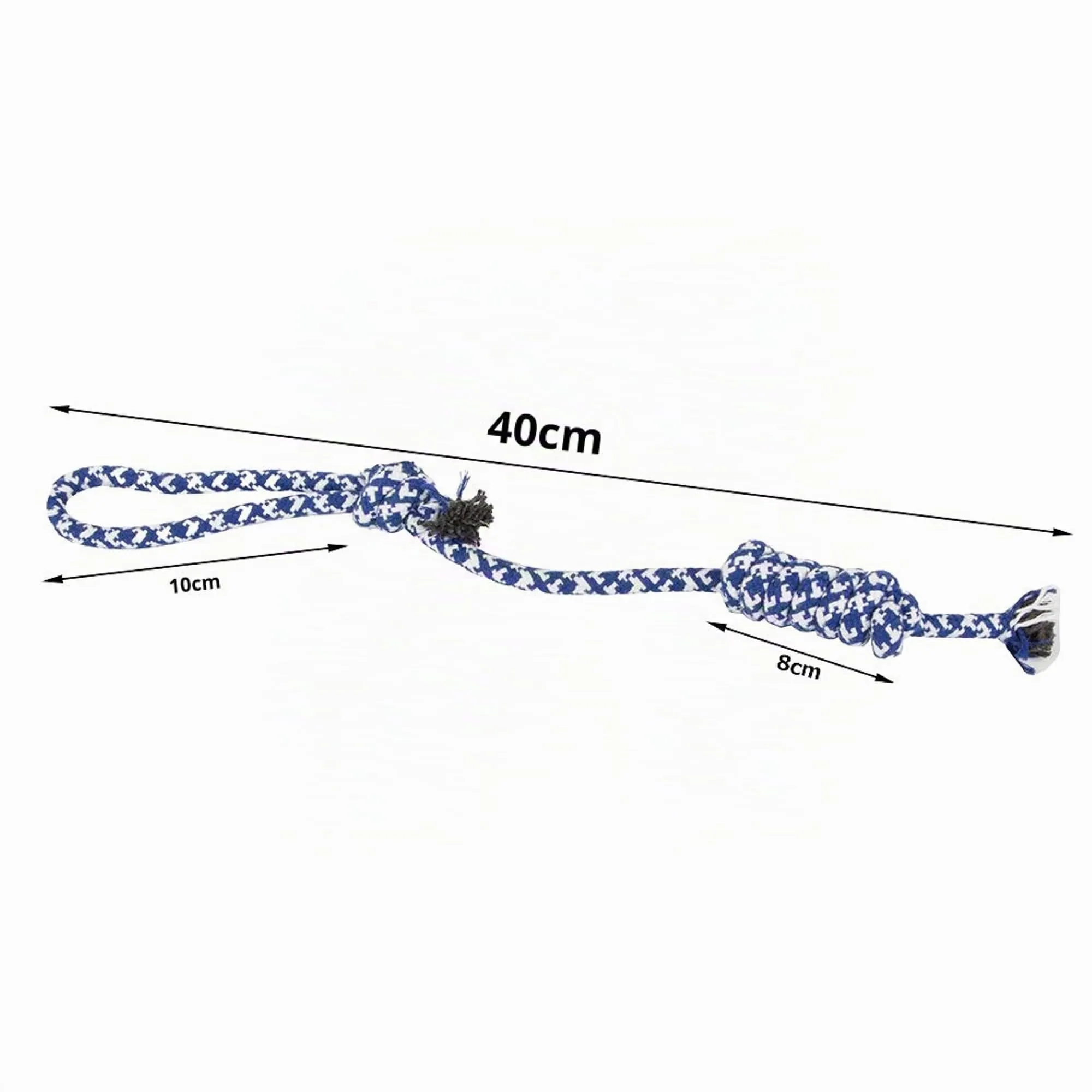 PARENCE – Giocattolo con corda intrecciata per cani – 40 cm – Ultra resistente a giochi di lancio, lancio e morso – Manico da 10 cm – Colori casuali (blu o rosso) - immagine 5