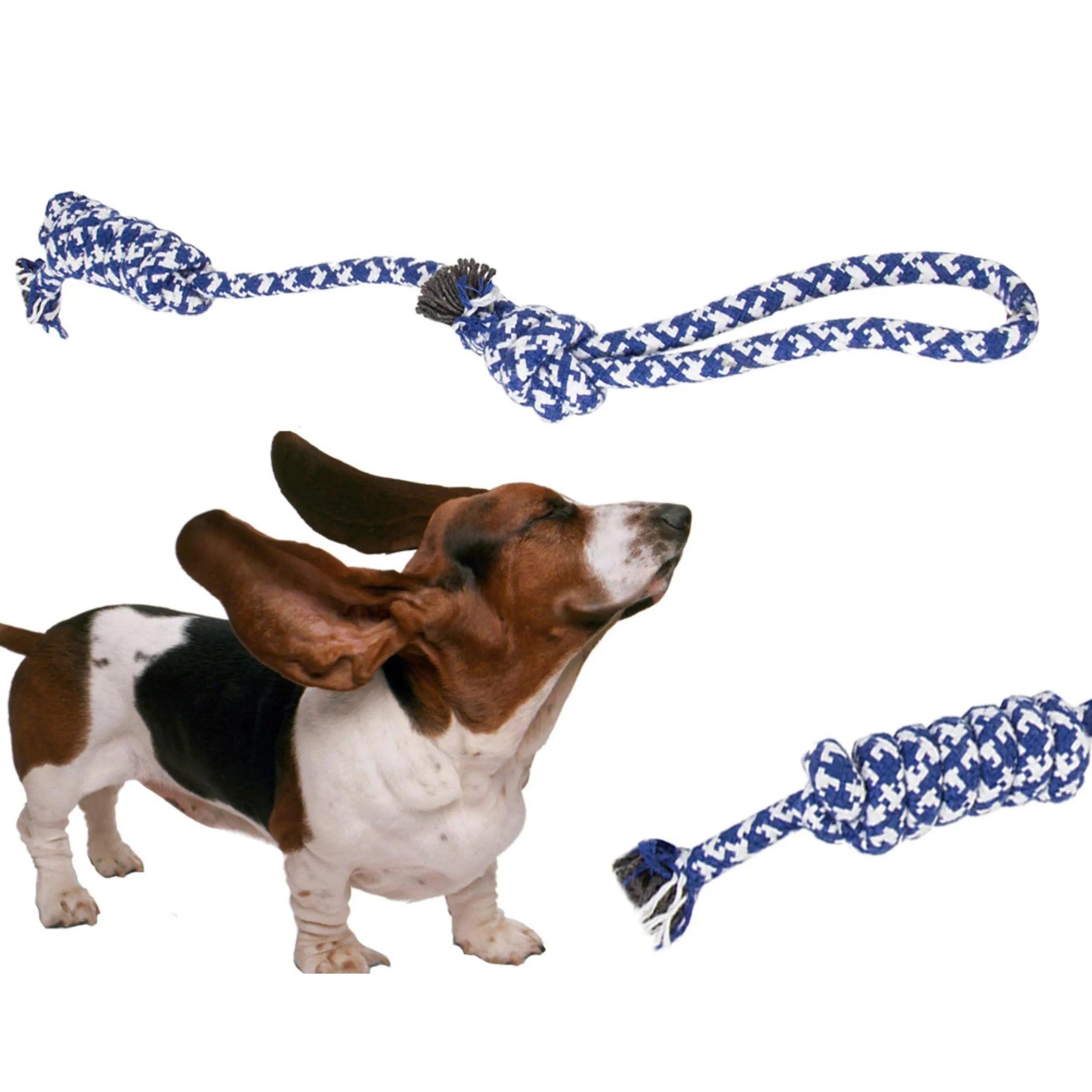 PARENCE – Giocattolo con corda intrecciata per cani – 40 cm – Ultra resistente a giochi di lancio, lancio e morso – Manico da 10 cm – Colori casuali (blu o rosso) - immagine 6