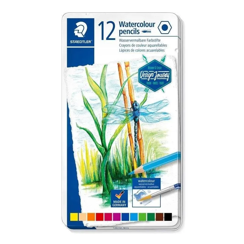 Matite Acquerellabili Staedtler Design Journey Scatola Metallo 12 Colori - immagine 1