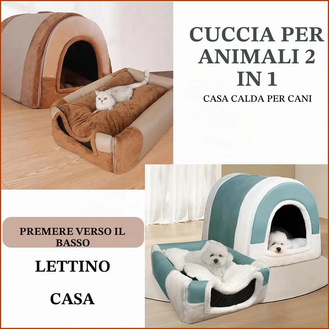 Grande cuccia per cani 2 in 1, calda cuccia per cani e gatti, da interni, XL XXL, cuccia per interni con manico, anti ansia, cuccia per cani e gatti, lussuosa cuccia calmante per cani, cuccia - immagine 2