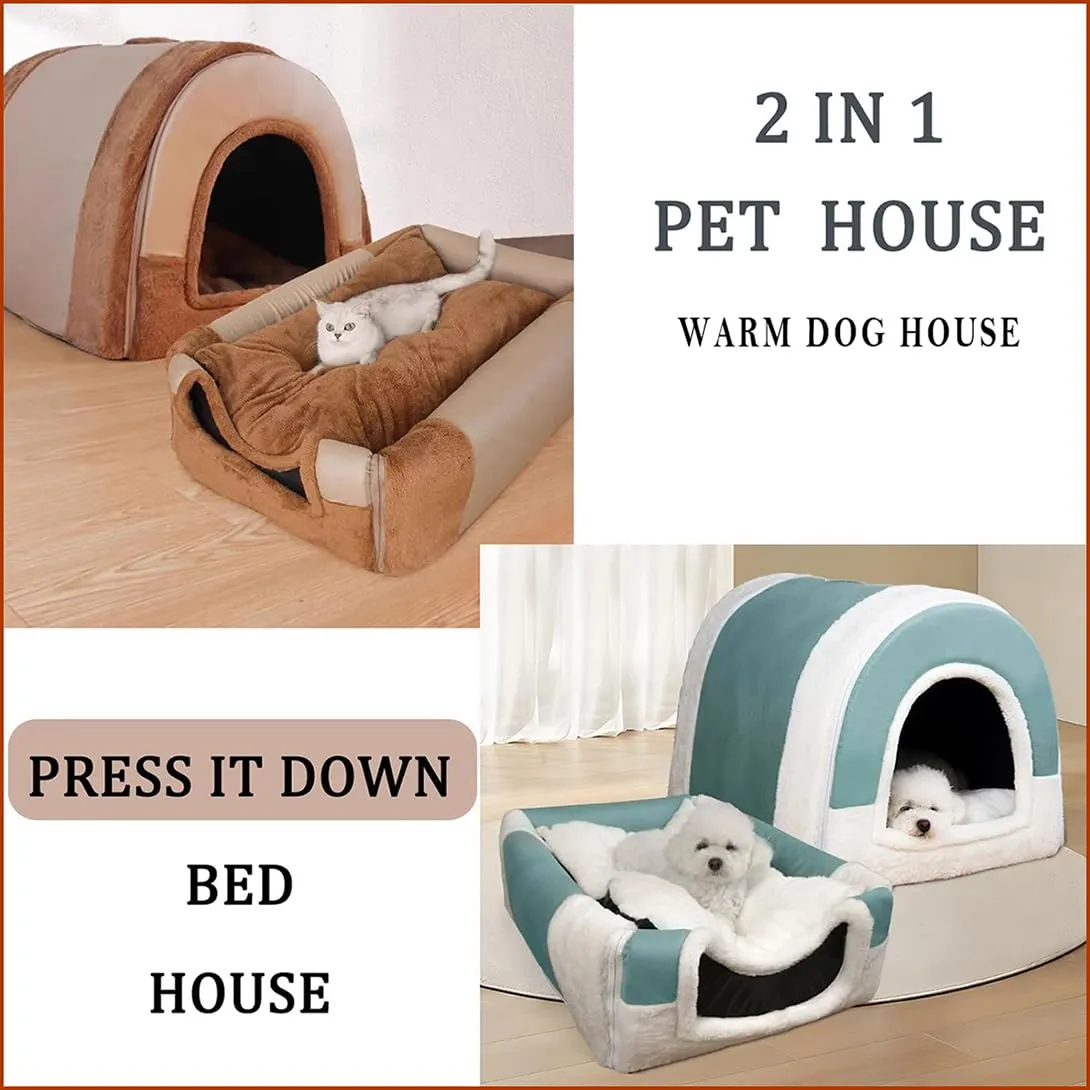 Grande cuccia per cani 2 in 1, calda cuccia per cani e gatti, da interni, XL XXL, cuccia per interni con manico, anti ansia, cuccia per cani e gatti, lussuosa cuccia calmante per cani, cuccia - immagine 2