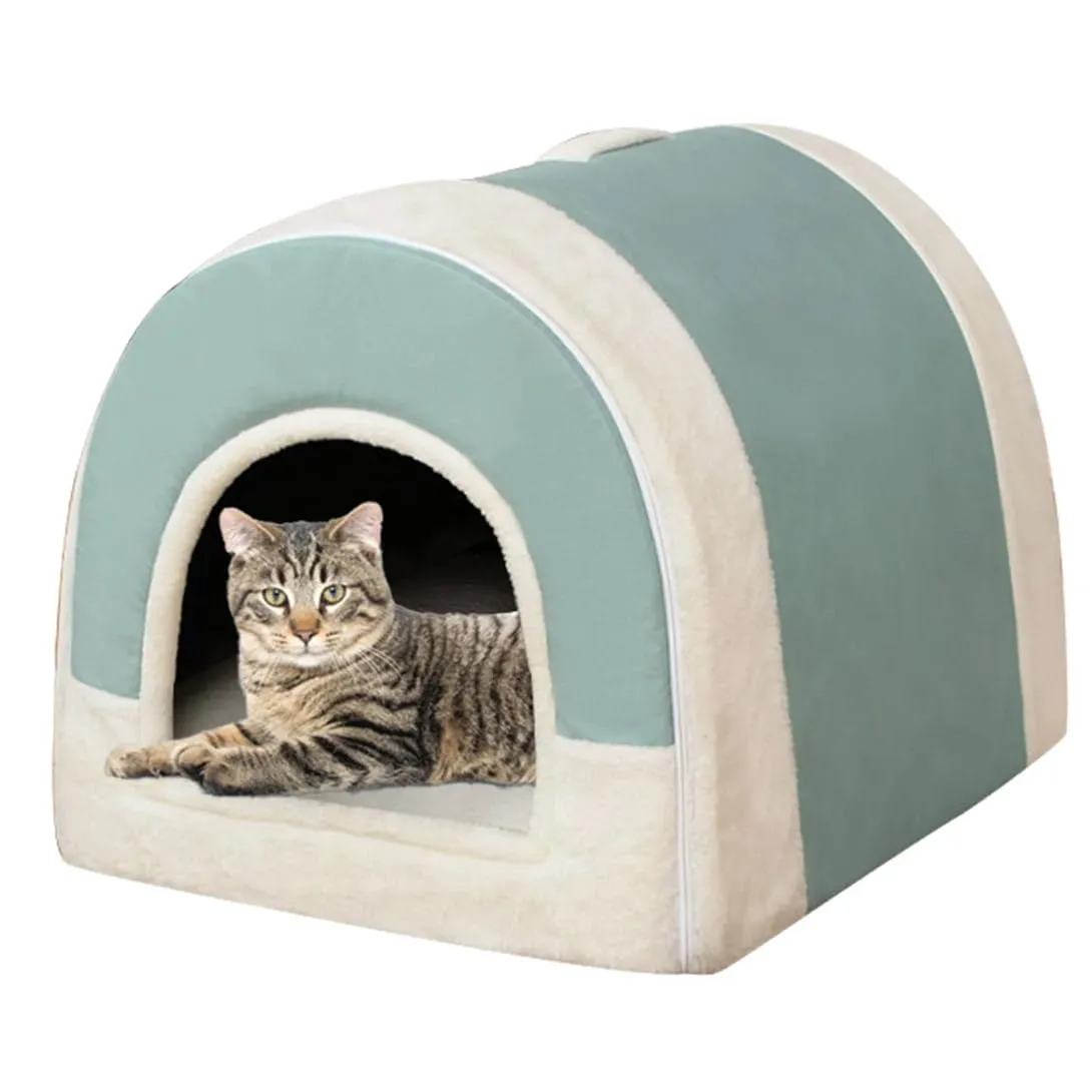 Grande cuccia per cani 2 in 1, calda, per interni, XL, XXL, cuccia per interni con manico, anti ansia, cuccia per cani e gatti, lussuosa cuccia calmante per cani, cuccia antiscivolo (blu, XXL (80 x 60 - immagine 1