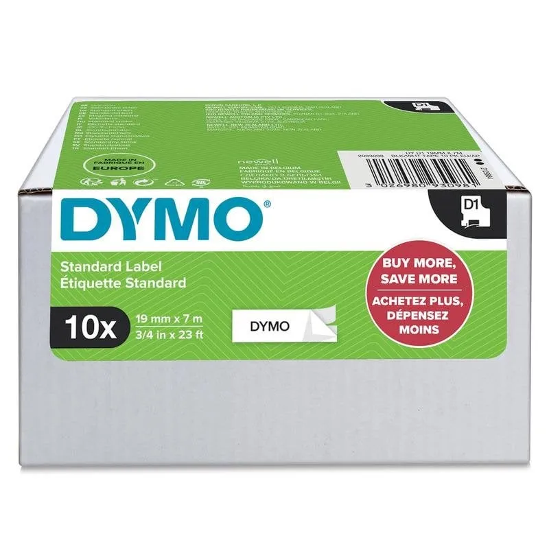 Etichette adesive DYMO D1 bianche 19 mm x 7 m confezione da 10 - immagine 1