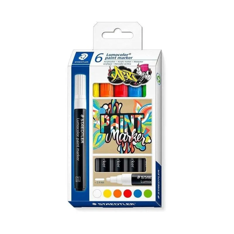 Staedtler Lumocolor - Set di 6 pennarelli acrilici - immagine 1