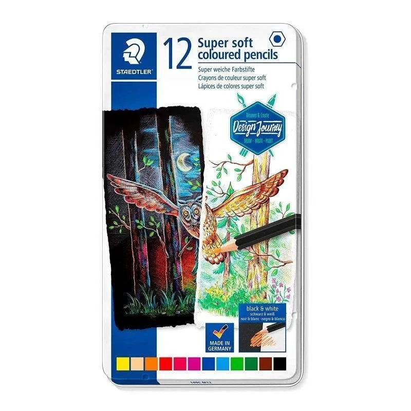 Matite Acquerellabili Staedtler Design Journey Scatola Metallica 12 Pezzi - immagine 1