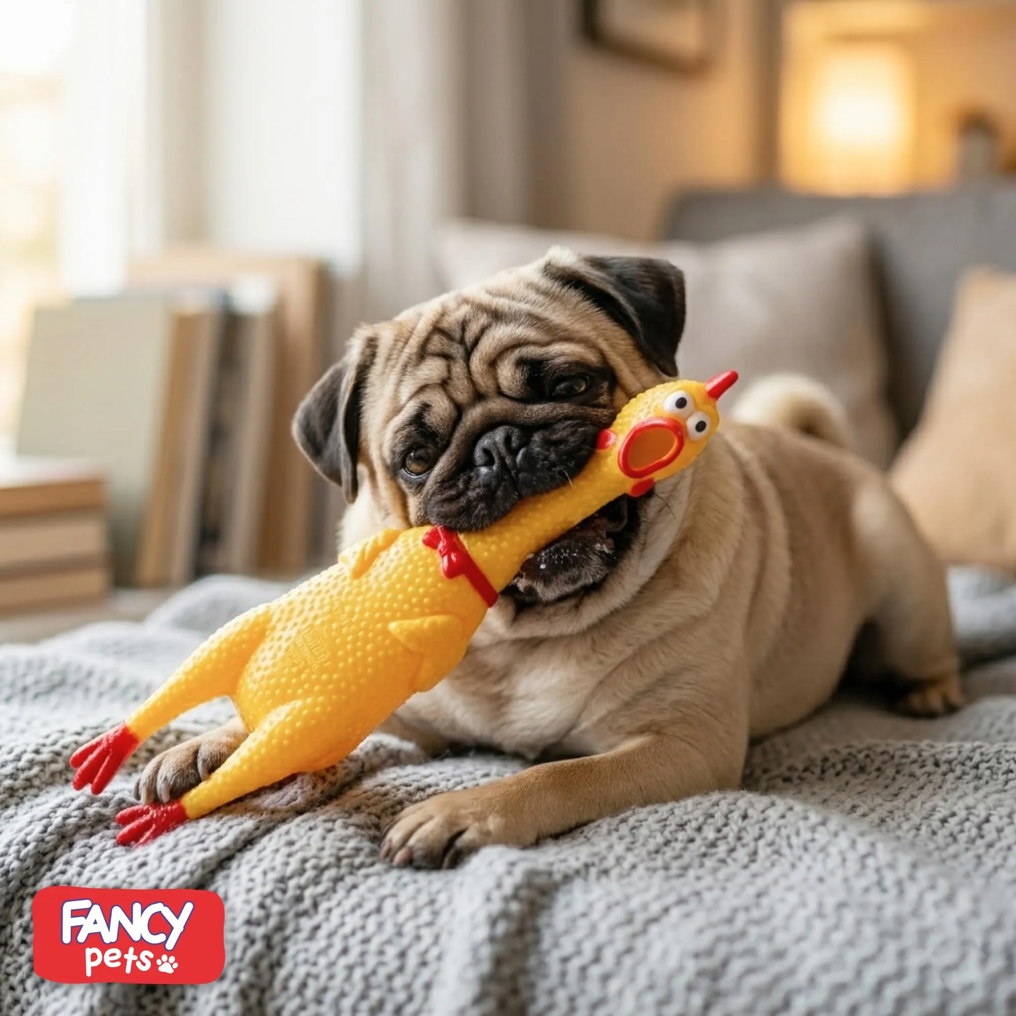 FANCY Pets Gioco per Cani Pollo di Gomma 28 cm, Gallina di Gomma Sonori – Pollo Urlante Giocattolo Divertente e Antistress per Cani di Piccola Taglia e Cuccioli - immagine 4