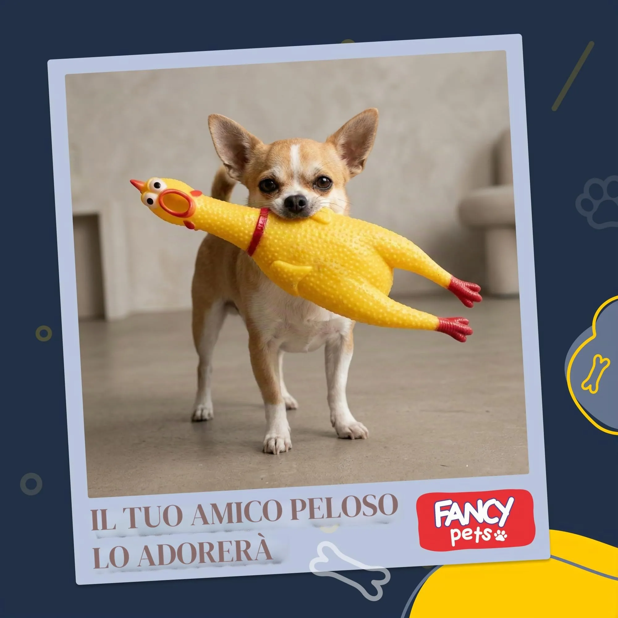 FANCY Pets Gioco per Cani Pollo di Gomma 28 cm, Gallina di Gomma Sonori – Pollo Urlante Giocattolo Divertente e Antistress per Cani di Piccola Taglia e Cuccioli - immagine 5
