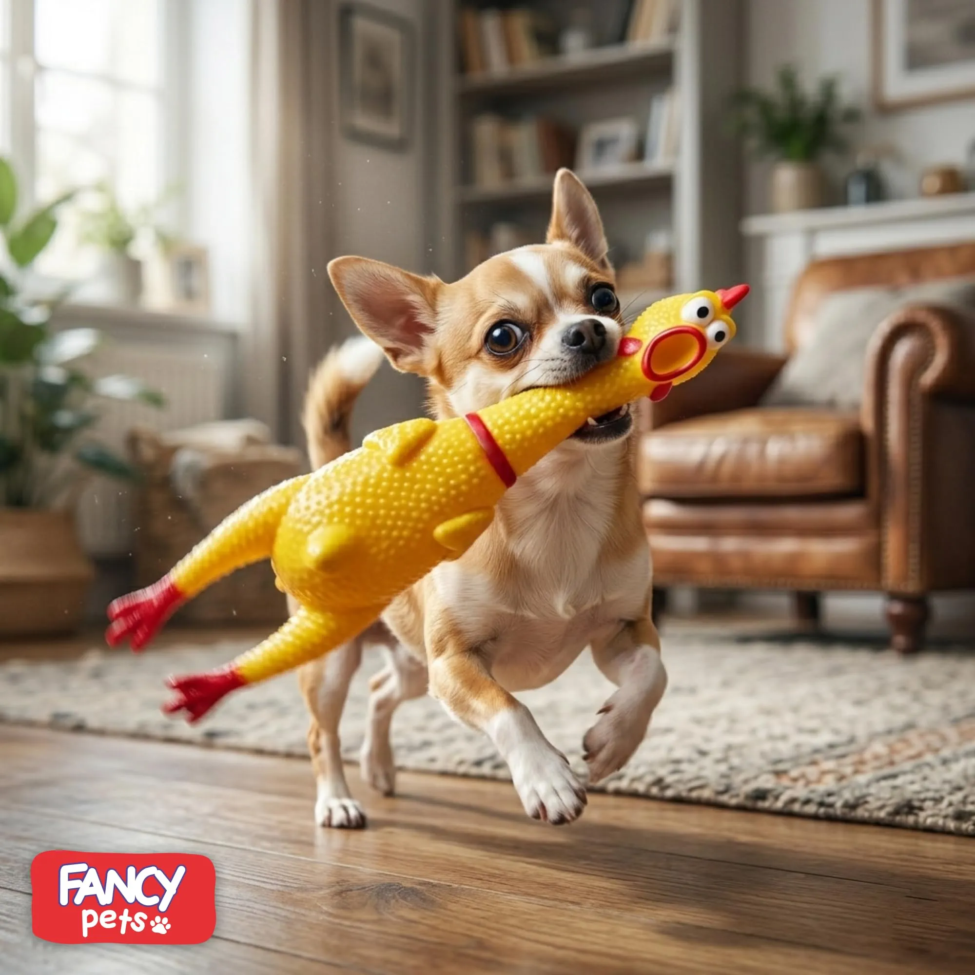 FANCY Pets Gioco per Cani Pollo di Gomma 28 cm, Gallina di Gomma Sonori – Pollo Urlante Giocattolo Divertente e Antistress per Cani di Piccola Taglia e Cuccioli - immagine 6